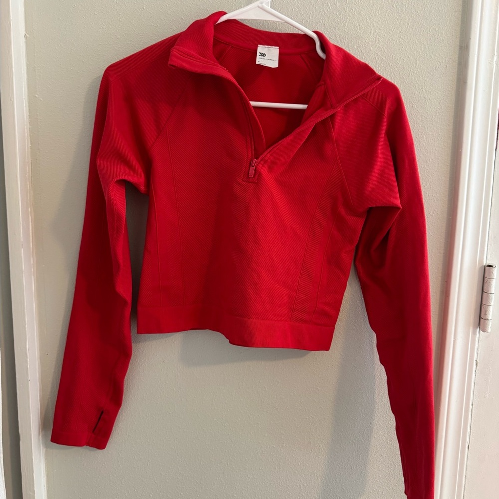 all in motion Red Cropped Half-Zip Pullover